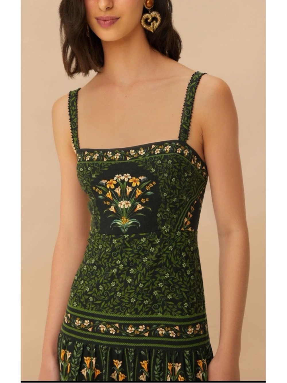 NWT Farm Rio Black Flowers Arch LENZING ECOVERO Euroflax Maxi Dress - 2XS - Picture 2 of 4